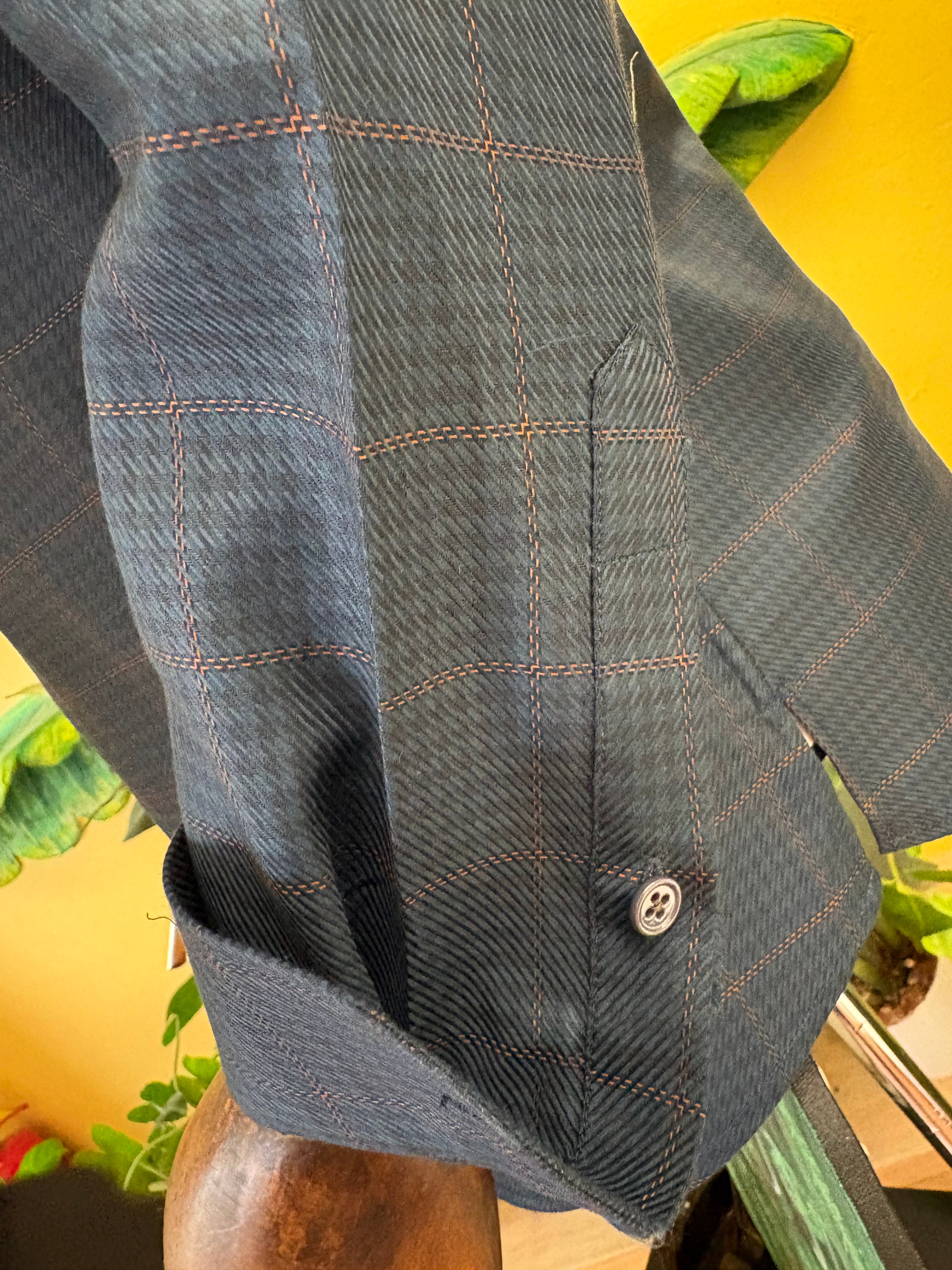Politico mens dark moss twill and checks giza cotton shirt