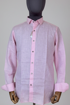 Self textured baby pink linen shirt