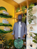 Politico mens grey and yellow grill Linen shirt