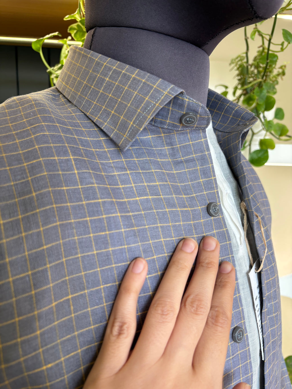 Politico mens grey and yellow grill Linen shirt