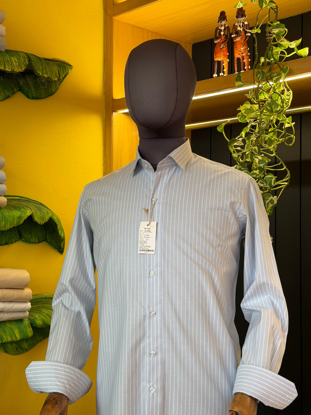 Politico mens Giza cotton shirt with blue stripes