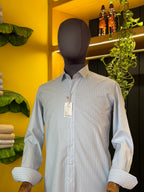 Politico mens Giza cotton shirt with blue stripes