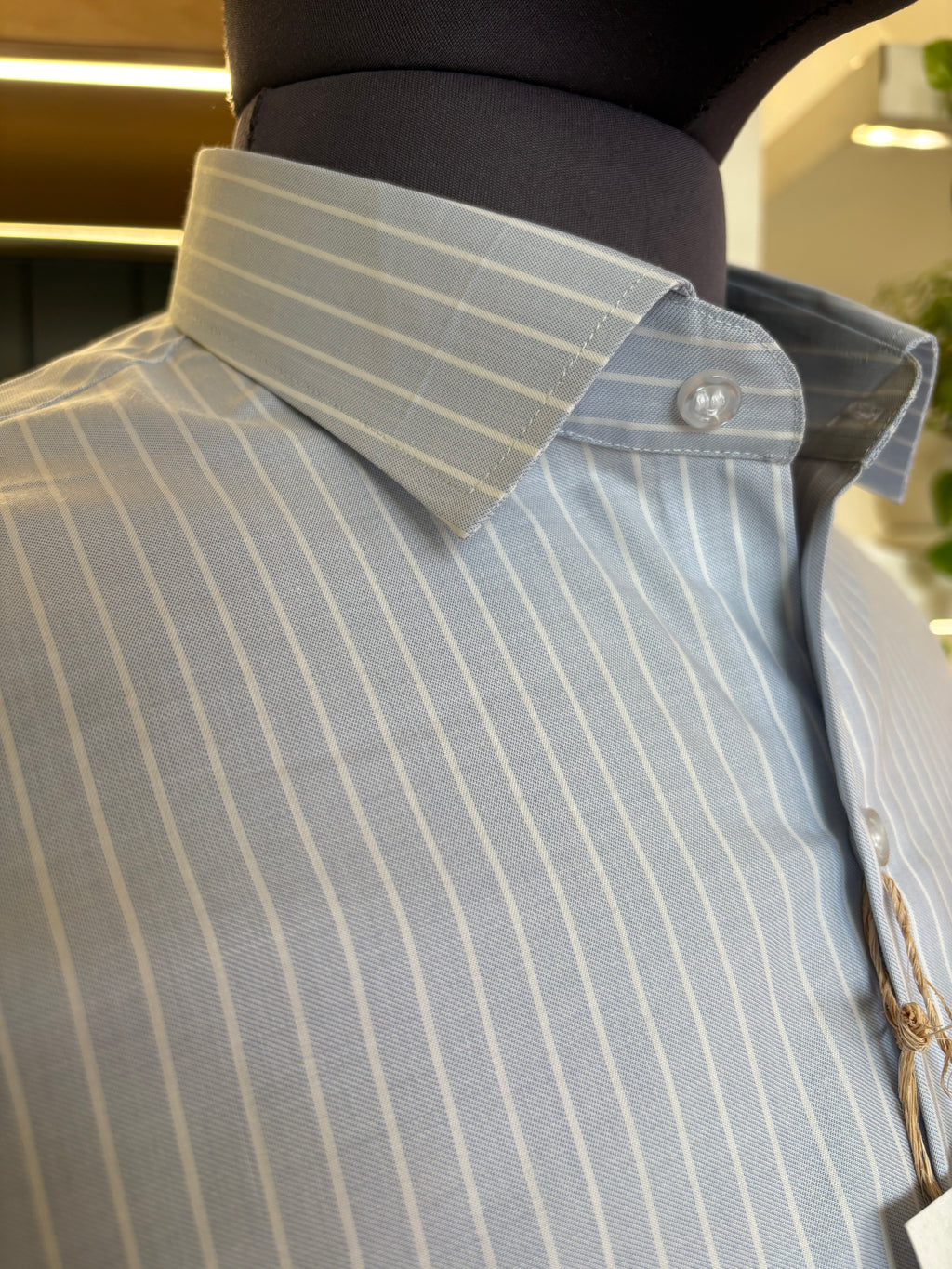 Politico mens Giza cotton shirt with blue stripes