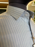 Politico mens Giza cotton shirt with blue stripes