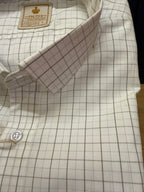 Politico mens cotton cream colored with sober checks shirt