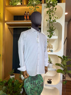Politico mens cotton cream colored with sober checks shirt