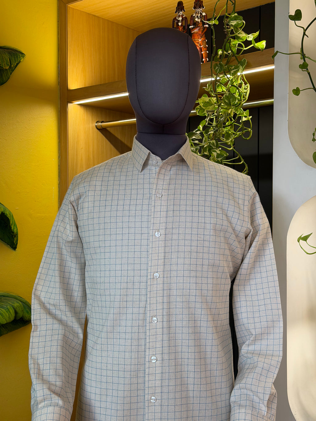 Politico Mens Shirt printed checks on raw cotton