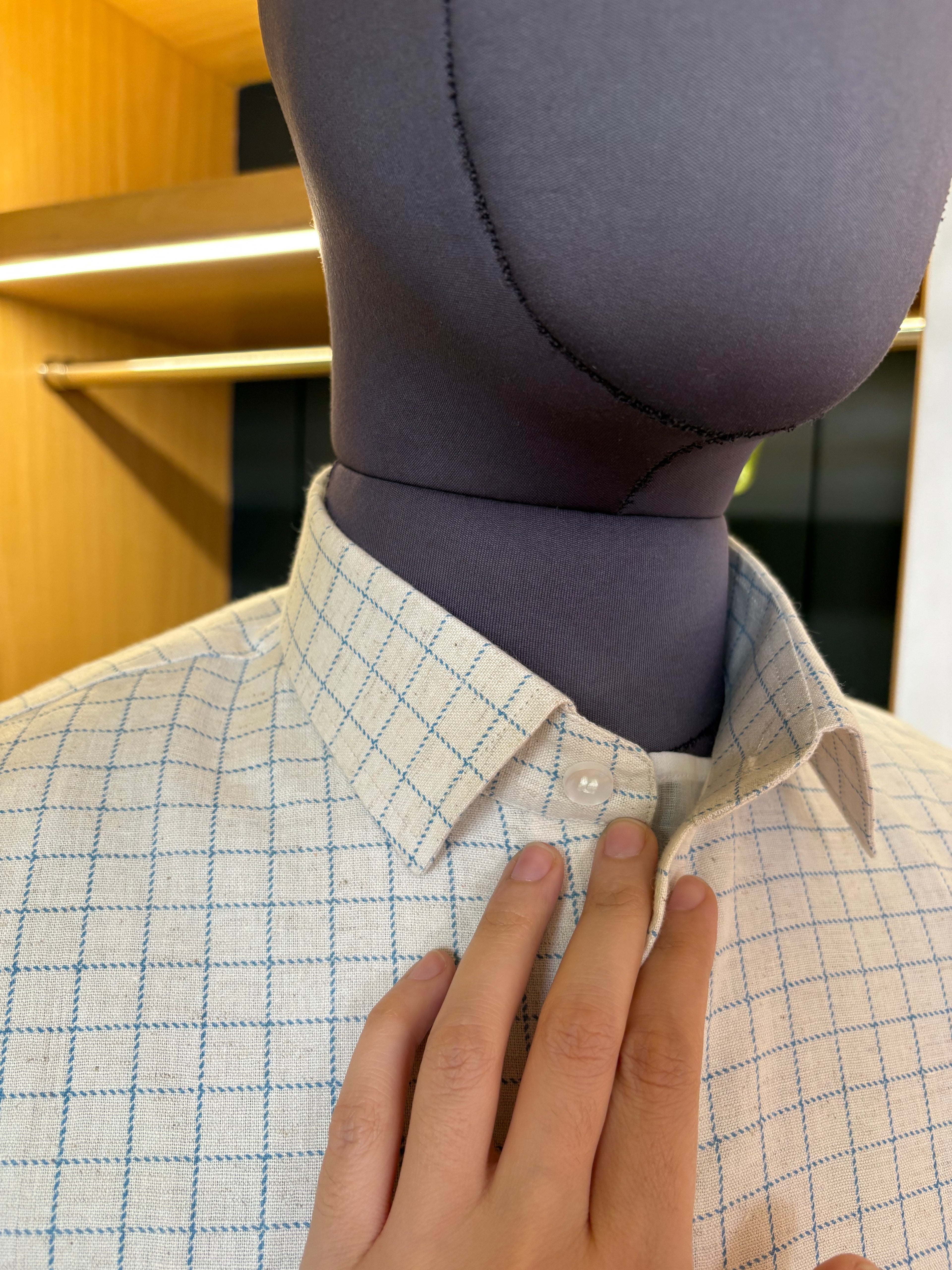 Politico Mens Shirt printed checks on raw cotton