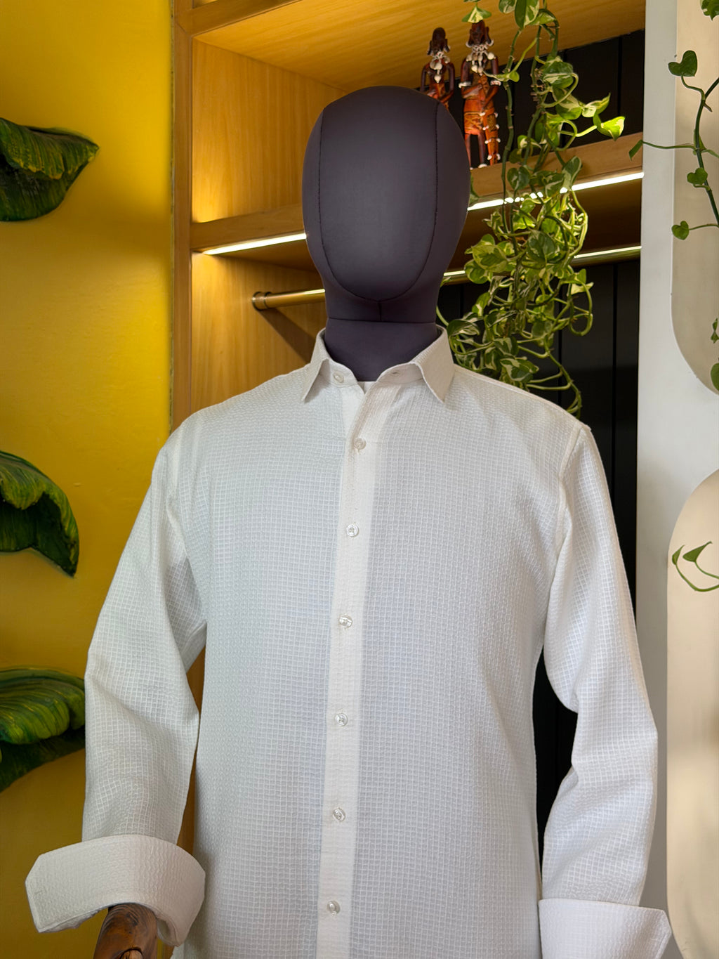 Politico Mens Shirt white ripstop wrinkle resistant cotton
