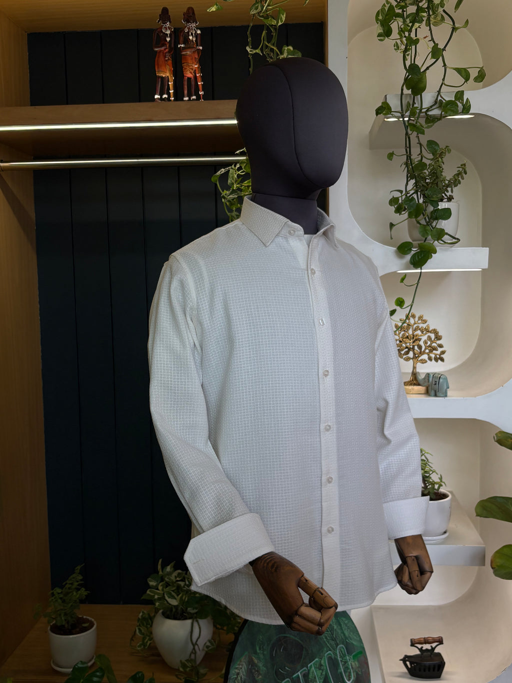 Politico Mens Shirt white ripstop wrinkle resistant cotton