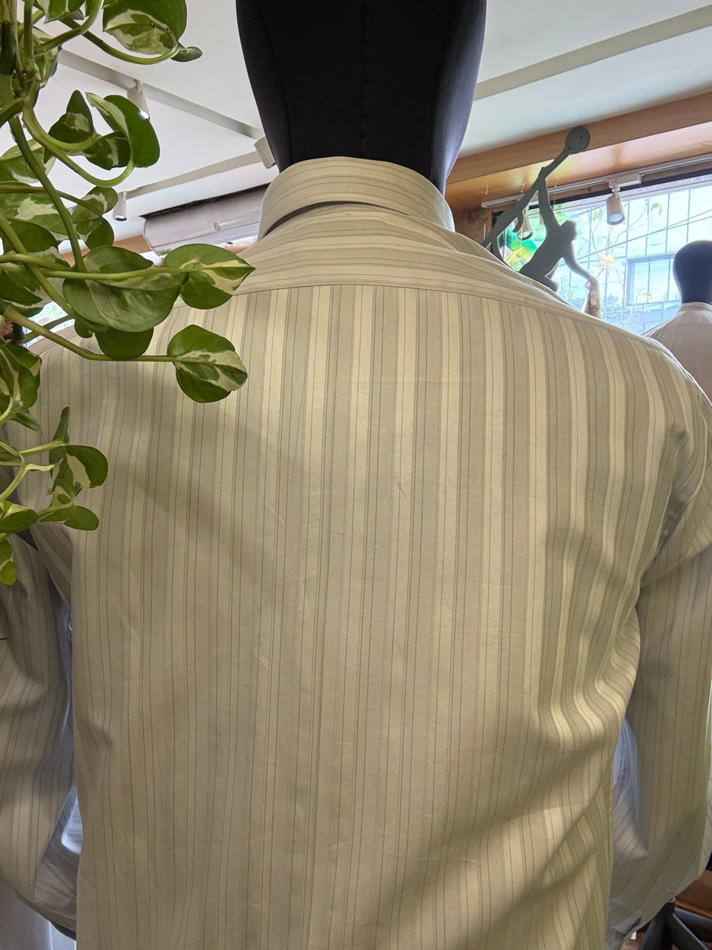 Politico mens Giza twill cotton shirt silver and grey stripes