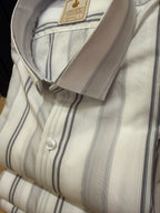 Giza cotton ultra dark and  light grey stripes giza cotton shirt