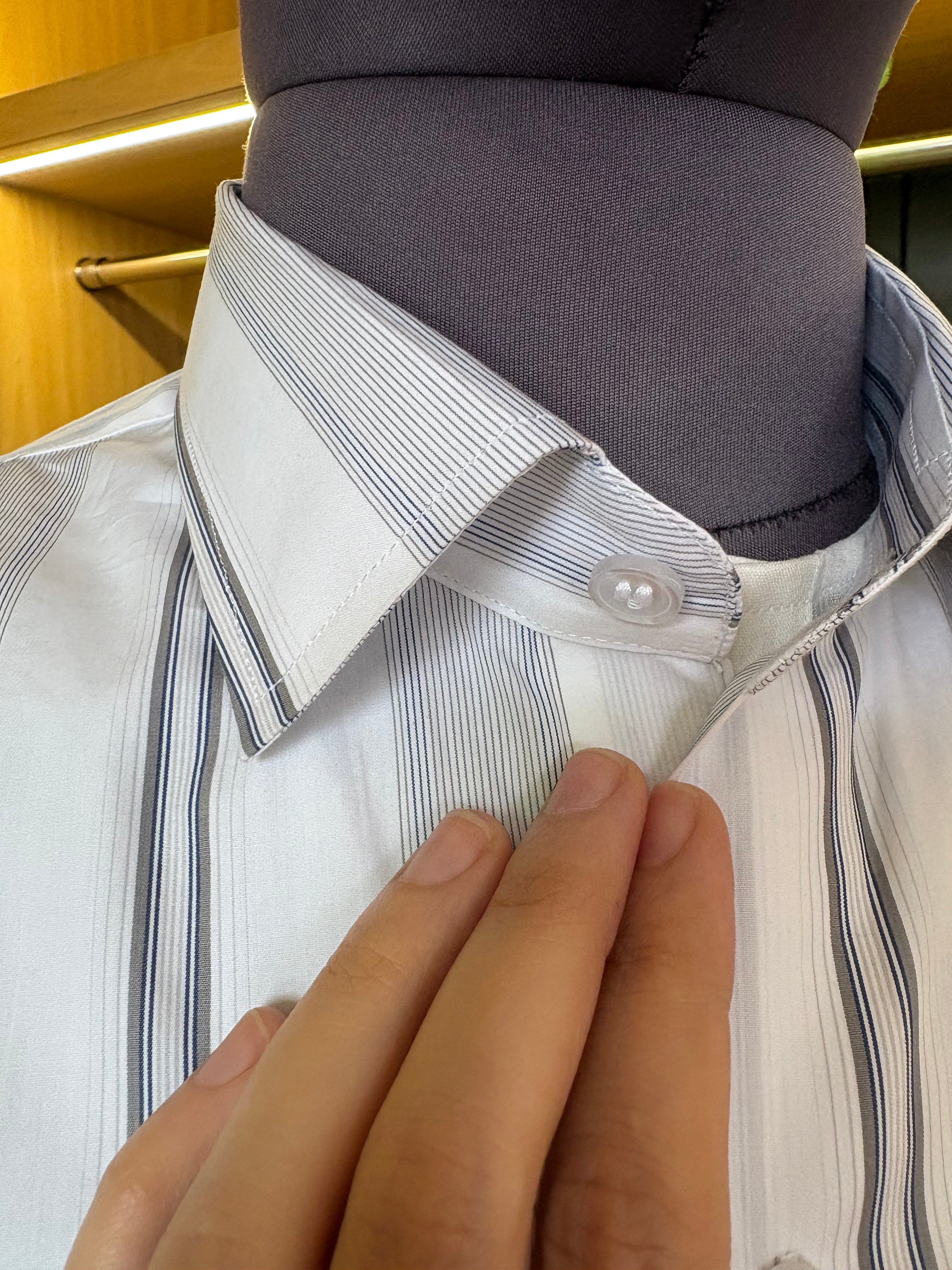 Giza cotton ultra dark and  light grey stripes giza cotton shirt