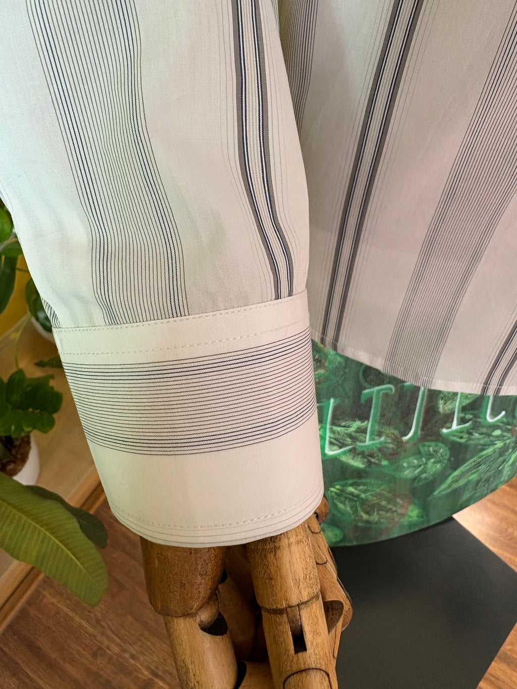 Giza cotton ultra dark and  light grey stripes giza cotton shirt