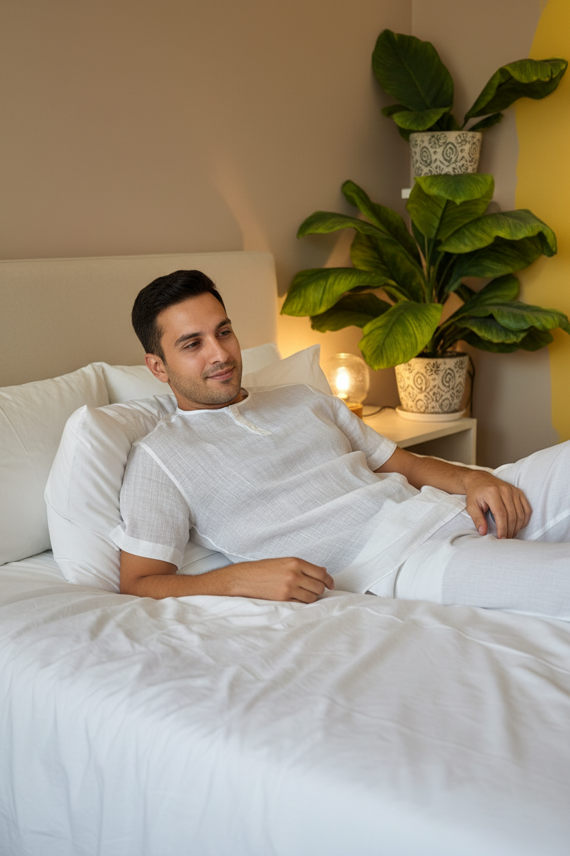 Politico mens Inner wear/Sleep wear made with luxuriously fine weave 150 lea ramie