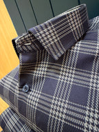 Politico mens giza cotton blue and silver plaid shirt